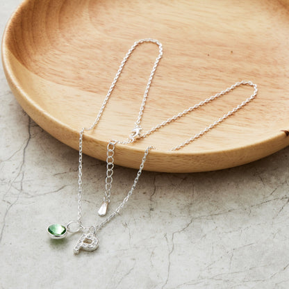 Pave Initial P Necklace with Birthstone Charm Created with Zircondia® Crystals