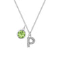 Pave Initial P Necklace with Birthstone Charm Created with Zircondia® Crystals