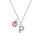 Pave Initial P Necklace with Birthstone Charm Created with Zircondia® Crystals
