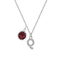 Pave Initial Q Necklace with Birthstone Charm Created with Zircondia® Crystals