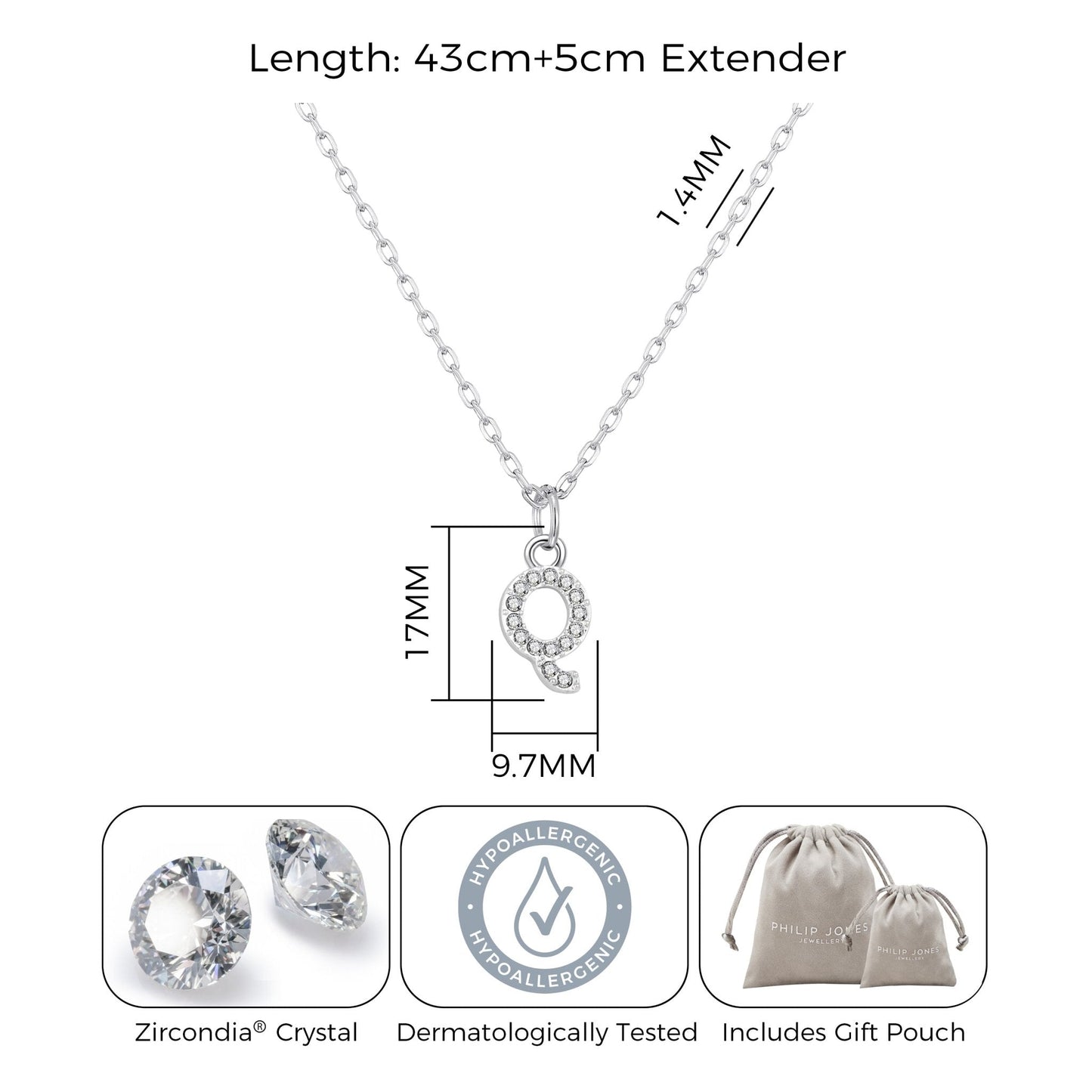 Pave Initial Necklace Letter Q Created with Zircondia® Crystals