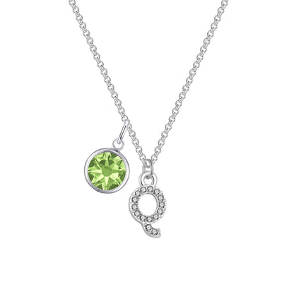 Pave Initial Q Necklace with Birthstone Charm Created with Zircondia® Crystals