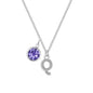Pave Initial Q Necklace with Birthstone Charm Created with Zircondia® Crystals