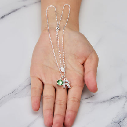 Pave Initial R Necklace with Birthstone Charm Created with Zircondia® Crystals