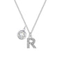Pave Initial R Necklace with Birthstone Charm Created with Zircondia® Crystals