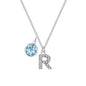 Pave Initial R Necklace with Birthstone Charm Created with Zircondia® Crystals