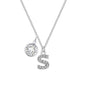 Pave Initial S Necklace with Birthstone Charm Created with Zircondia® Crystals