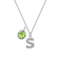 Pave Initial S Necklace with Birthstone Charm Created with Zircondia® Crystals