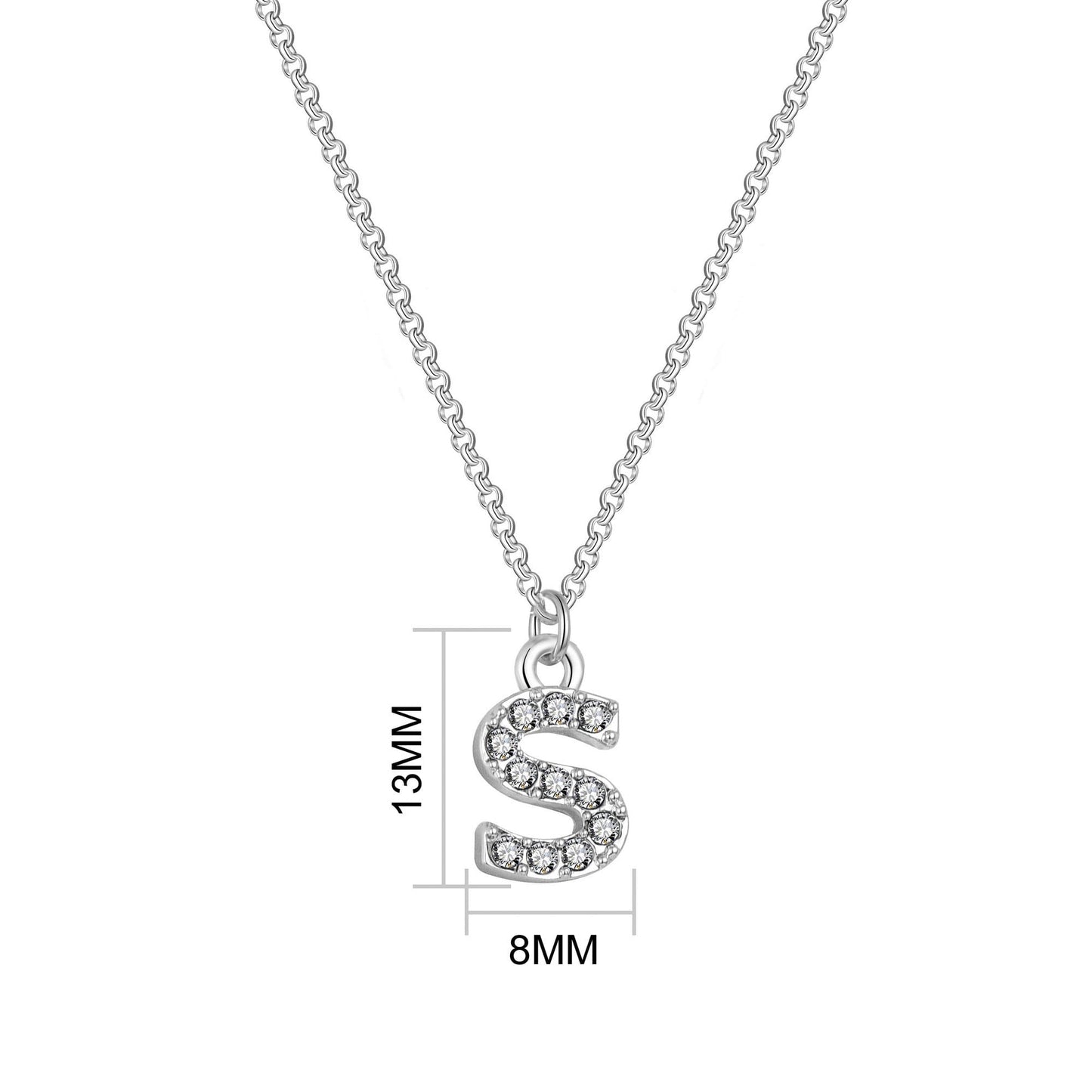 Pave Initial S Necklace with Birthstone Charm Created with Zircondia® Crystals