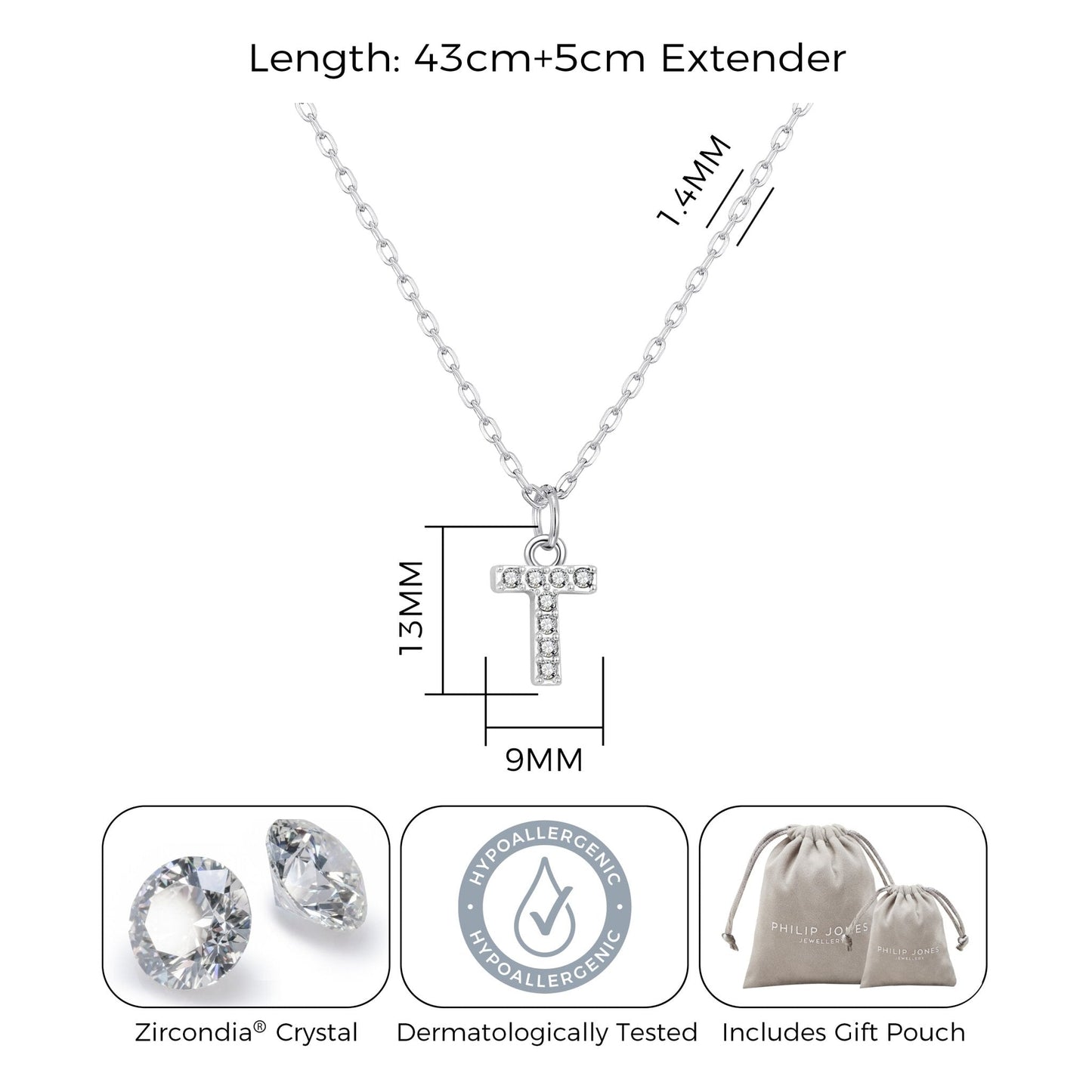 Pave Initial Necklace Letter T Created with Zircondia® Crystals