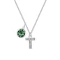 Pave Initial T Necklace with Birthstone Charm Created with Zircondia® Crystals