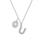 Pave Initial U Necklace with Birthstone Charm Created with Zircondia® Crystals