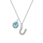 Pave Initial U Necklace with Birthstone Charm Created with Zircondia® Crystals