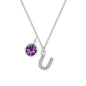 Pave Initial U Necklace with Birthstone Charm Created with Zircondia® Crystals