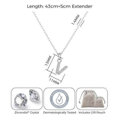 Pave Initial Necklace Letter V Created with Zircondia® Crystals