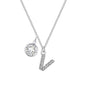 Pave Initial V Necklace with Birthstone Charm Created with Zircondia® Crystals