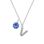 Pave Initial V Necklace with Birthstone Charm Created with Zircondia® Crystals