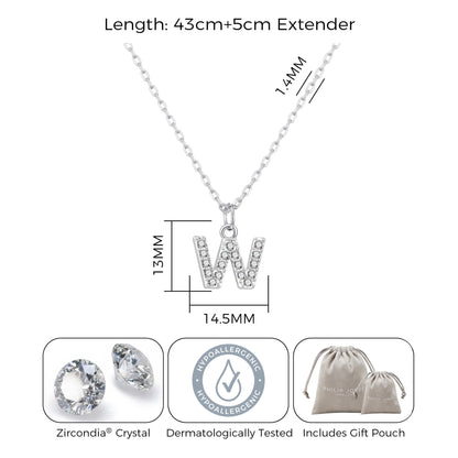 Pave Initial W Necklace with Birthstone Charm Created with Zircondia® Crystals