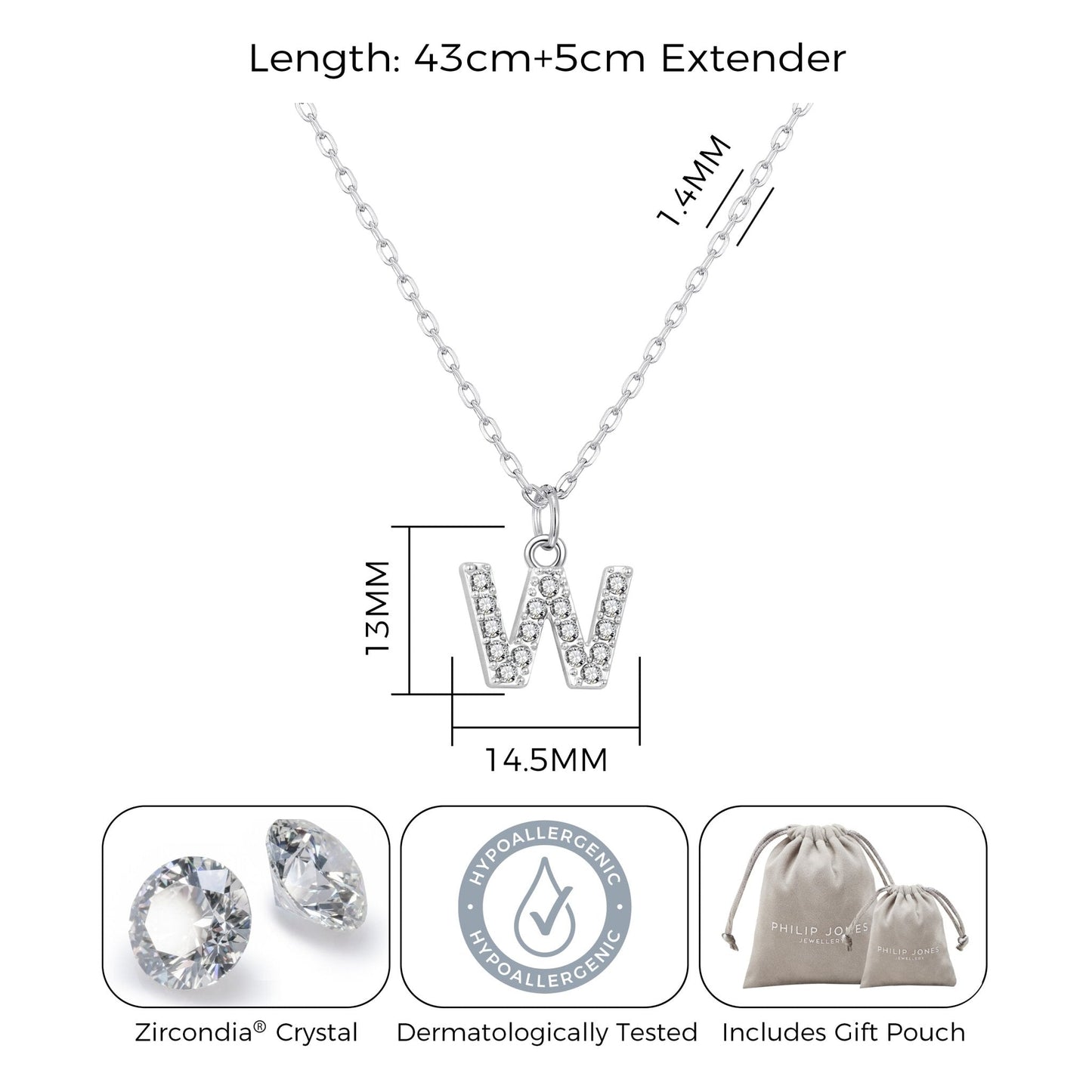 Pave Initial Necklace Letter W Created with Zircondia® Crystals