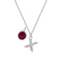Pave Initial X Necklace with Birthstone Charm Created with Zircondia® Crystals