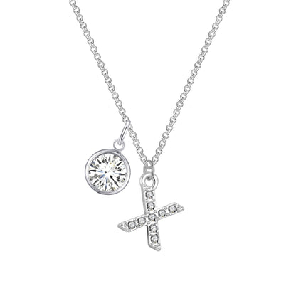 Pave Initial X Necklace with Birthstone Charm Created with Zircondia® Crystals