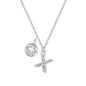 Pave Initial X Necklace with Birthstone Charm Created with Zircondia® Crystals
