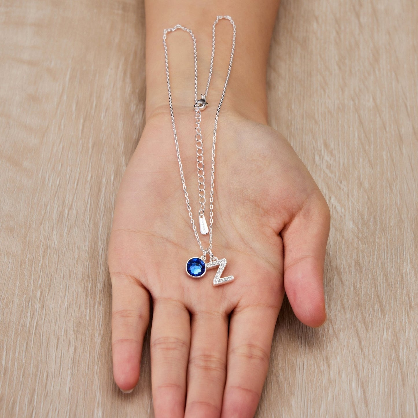 Pave Initial Z Necklace with Birthstone Charm Created with Zircondia® Crystals