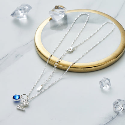 Pave Initial Z Necklace with Birthstone Charm Created with Zircondia® Crystals
