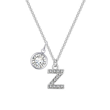 Pave Initial Z Necklace with Birthstone Charm Created with Zircondia® Crystals