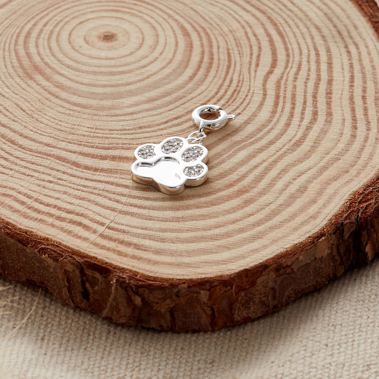 Paw Charm Created with Zircondia® Crystals