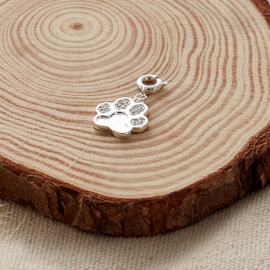 Paw Charm Created with Zircondia® Crystals