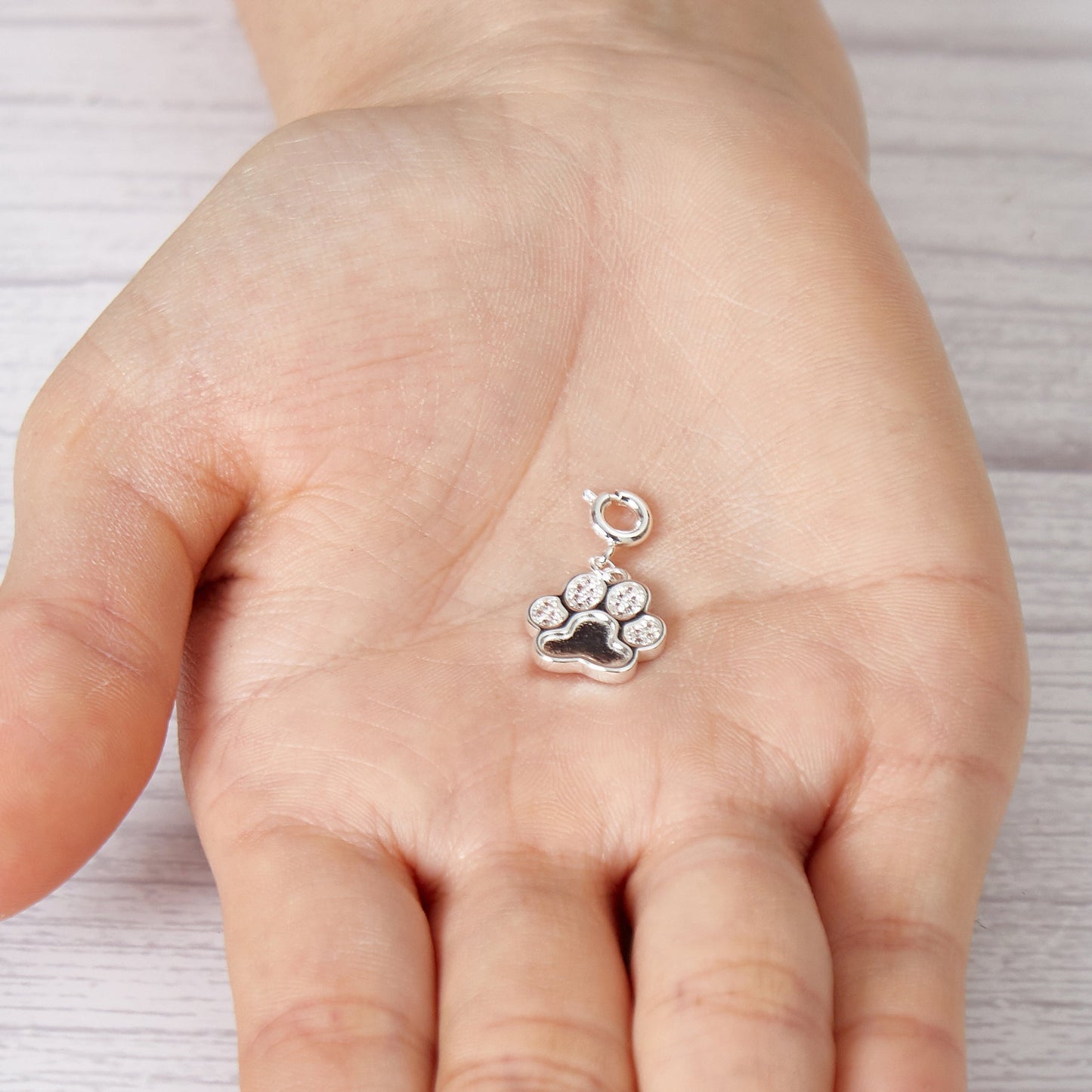 Paw Charm Created with Zircondia® Crystals