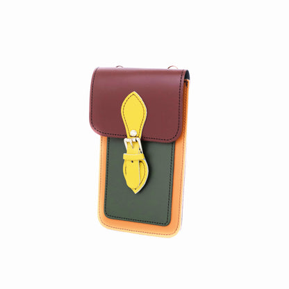 Pochette de téléphone portable en cuir faite main Plus - Kaléidoscope automnal