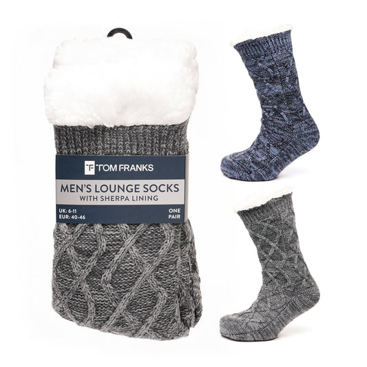 Tom Franks Lot de 1 paire de chaussettes-chaussons Sherpa en tricot épais