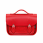 Leather Midi Satchel - Pillar Box Red