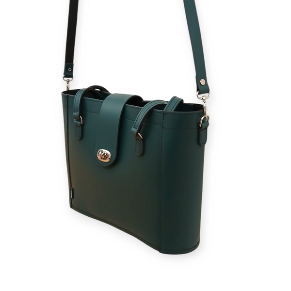Leather Mini Twist Lock Shopper Bag - Pine
