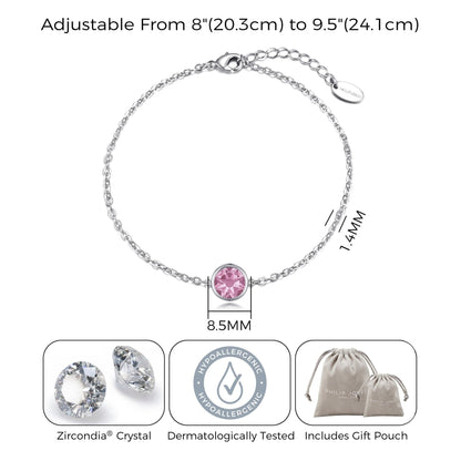 Pink Crystal Anklet Created with Zircondia® Crystals