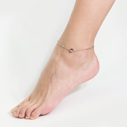 Pink Crystal Anklet Created with Zircondia® Crystals