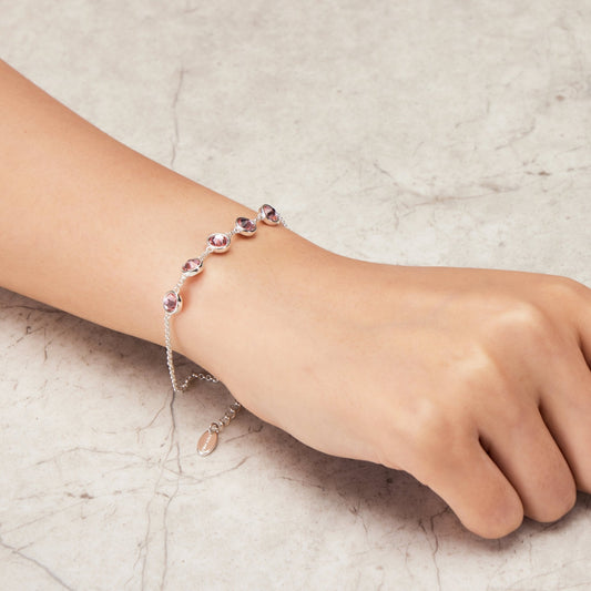 Pink Crystal Chain Bracelet Created with Zircondia® Crystals
