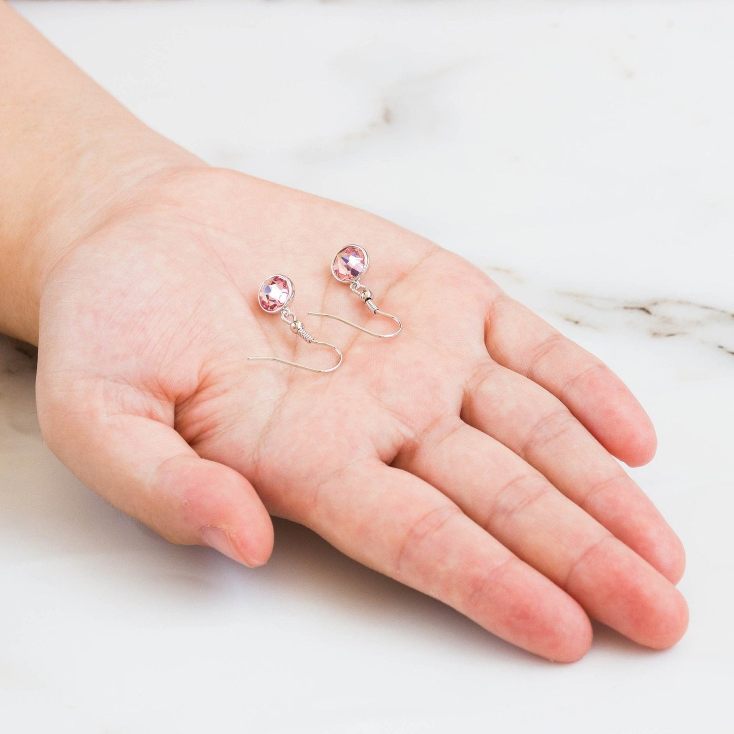 Pink Crystal Drop Earrings Created with Zircondia® Crystals