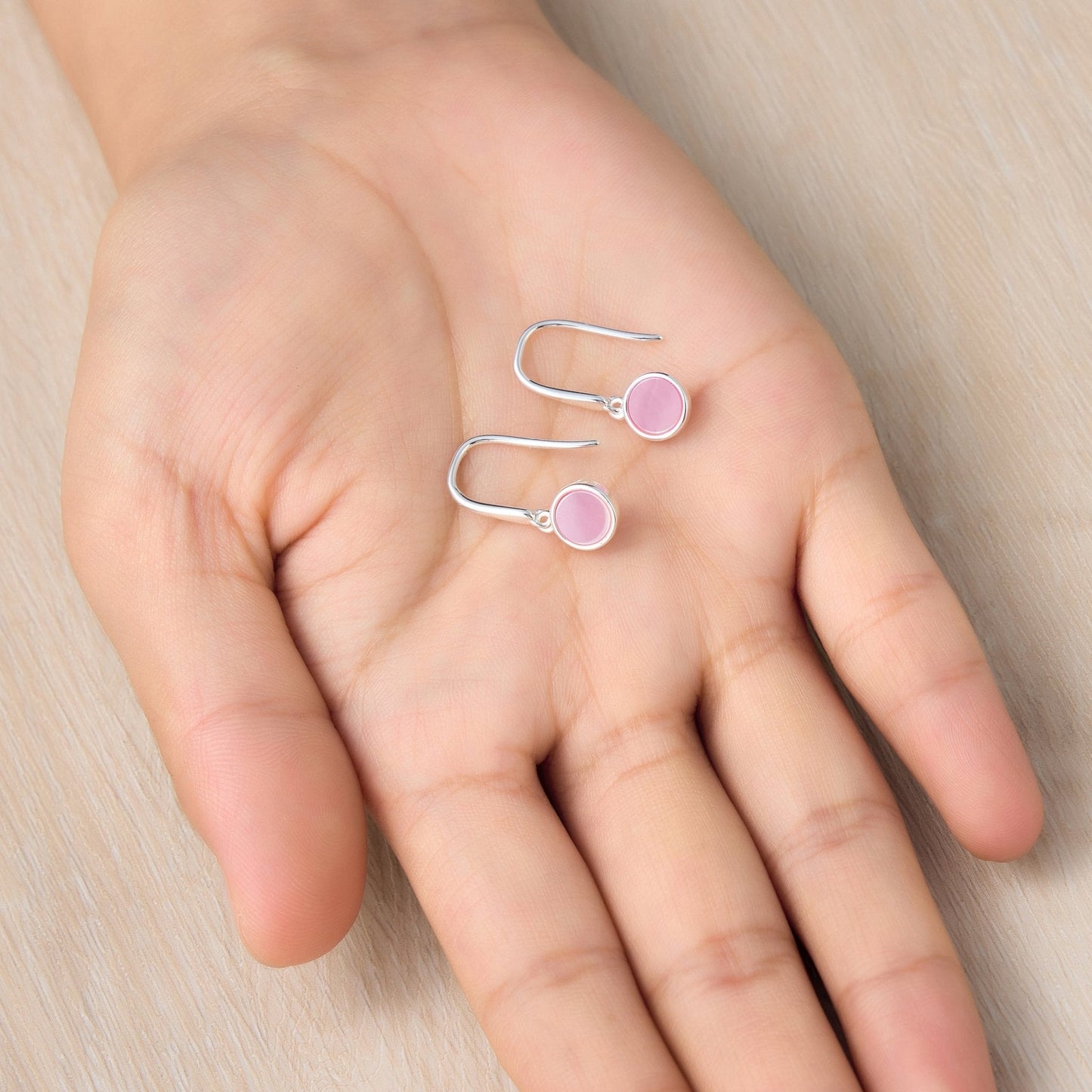 Pink Mother of Pearl Drop Earrings with Quote Card