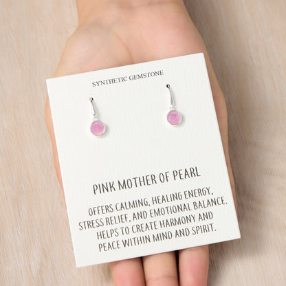 Pink Mother of Pearl Drop Earrings with Quote Card