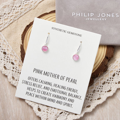 Pink Mother of Pearl Drop Earrings with Quote Card