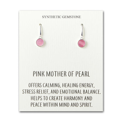 Pink Mother of Pearl Drop Earrings with Quote Card