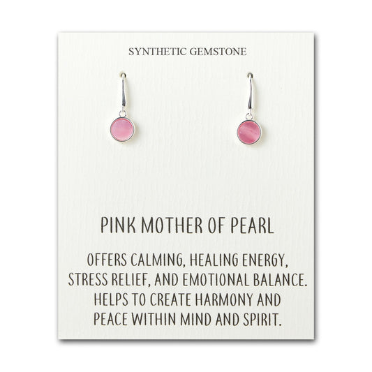 Pink Mother of Pearl Drop Earrings with Quote Card