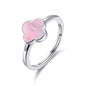 Pink Mother of Pearl Gemstone Adjustable Clover Ring