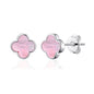 Pink Mother of Pearl Gemstone Clover Earrings
