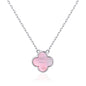Pink Mother of Pearl Gemstone Clover Necklace