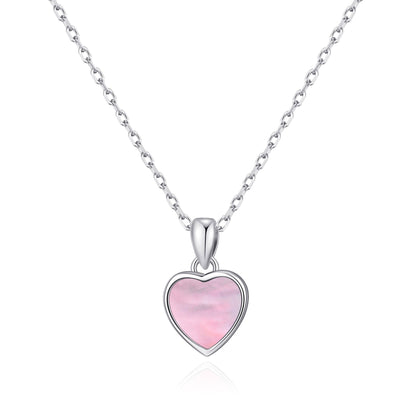 Pink Mother of Pearl Gemstone Heart Necklace