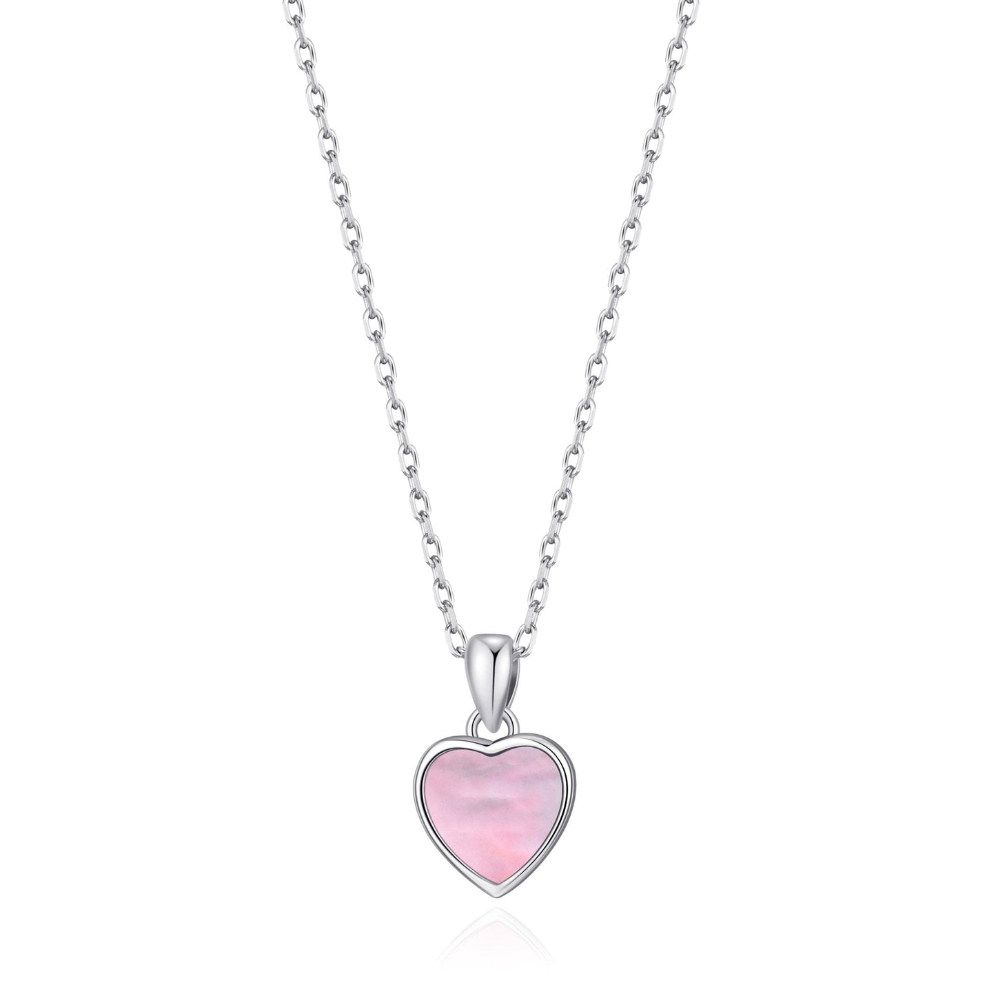 Pink Mother of Pearl Gemstone Heart Necklace